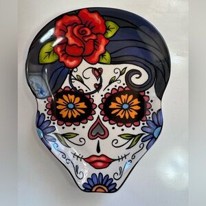 Day Of The Dead Sugar Skull Tidbit Plate Girl
